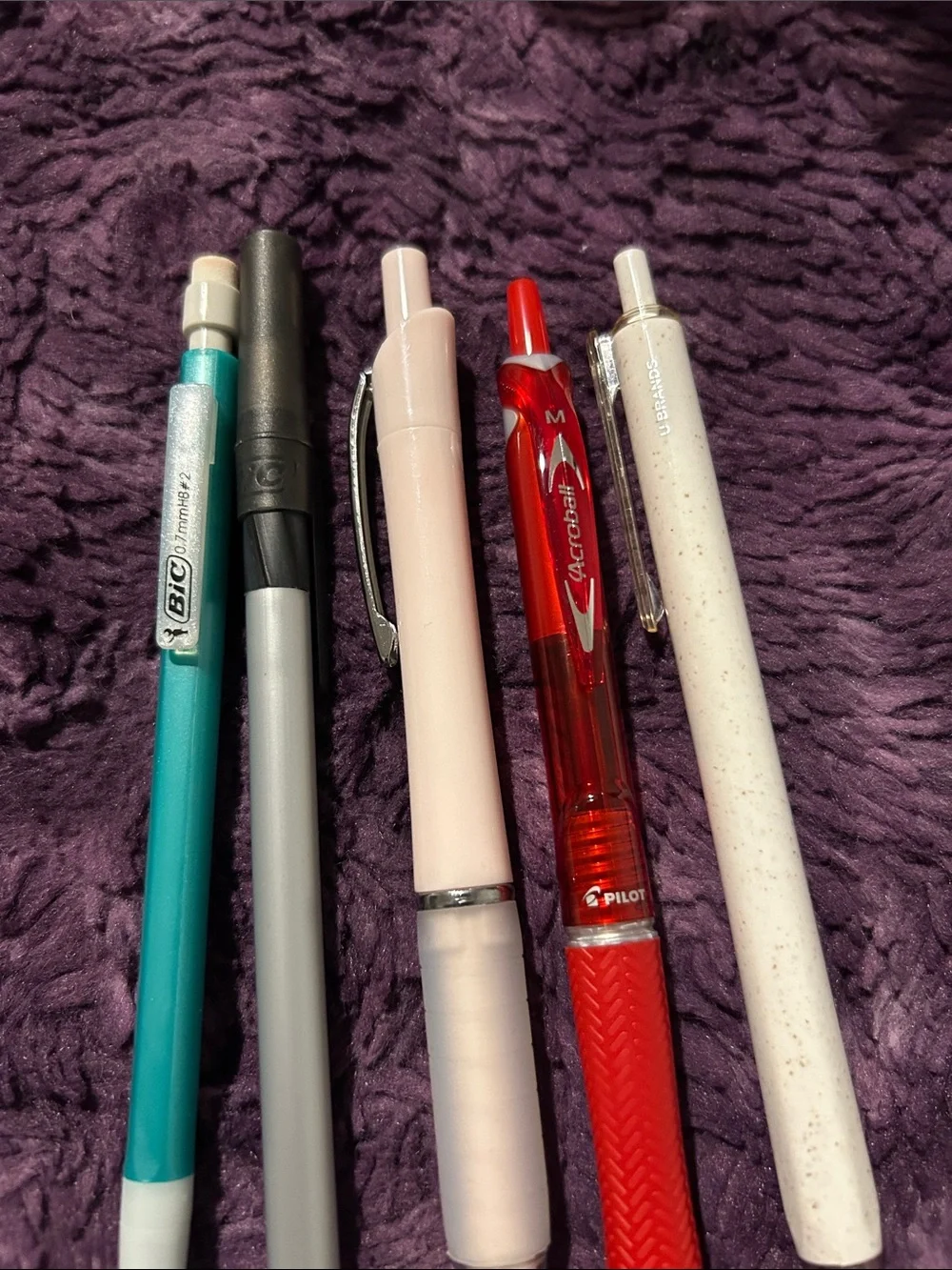 Assorted Retractable Pens - Teal, black, Pink, Red, Speckled White